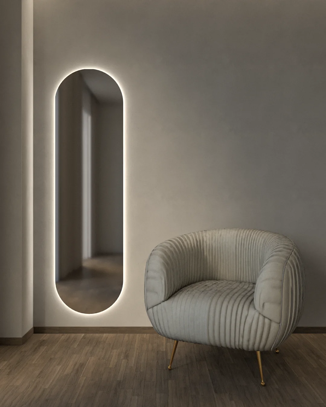 SEMI OVAL MIRROR 50X180CM