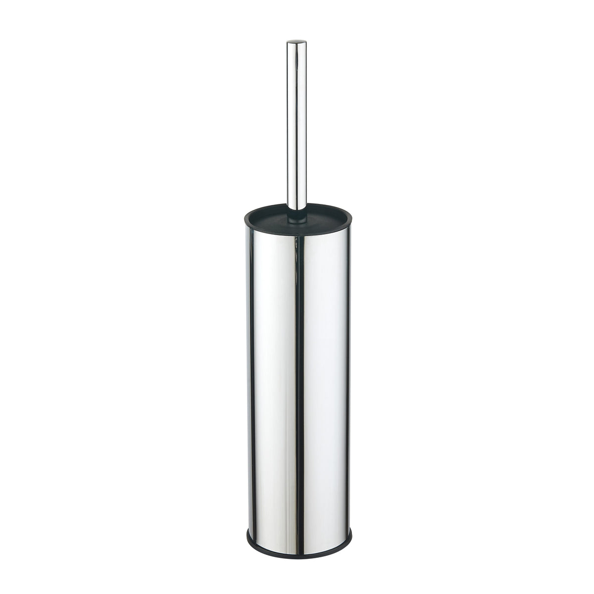 Brushed nickel round toilet brush