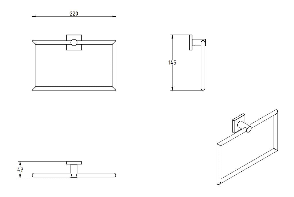 DELTA RECTANGULAR TOWEL RING