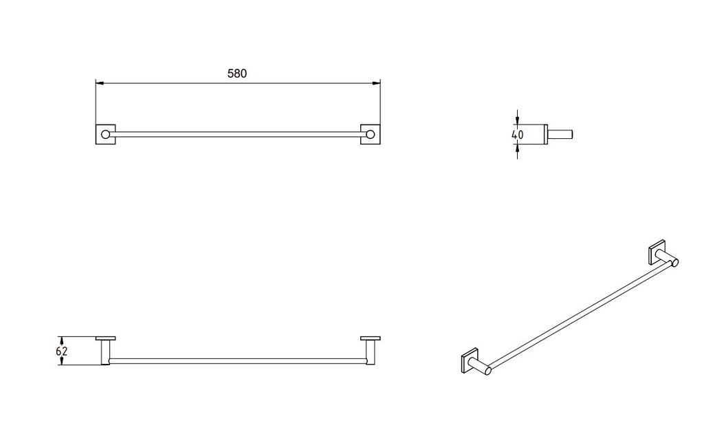 DELTA SINGLE TOWEL RAIL
