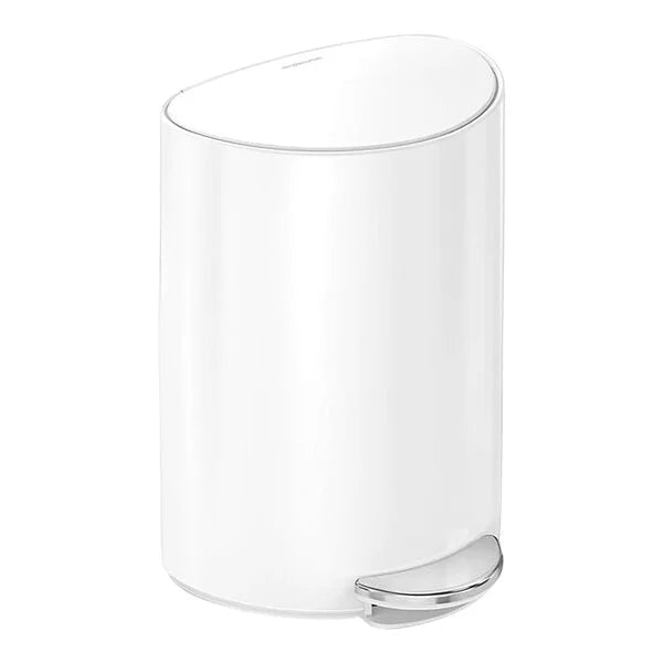 Simplehuman 6L semi-Round Step can White Stainless Steel