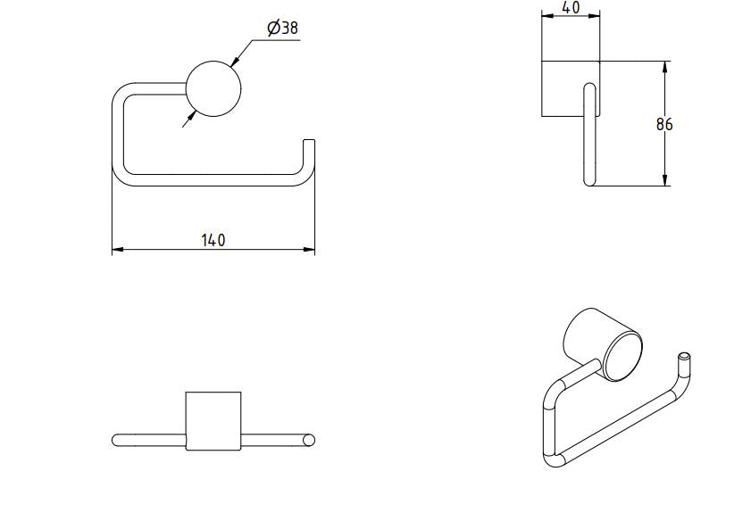 LAMDA BLACK MATTE TOILET ROLL HOLDER