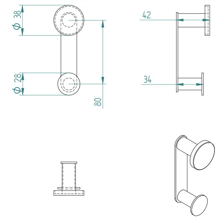 LAMDA BLACK MATTE DOUBLE ROBE HOOK