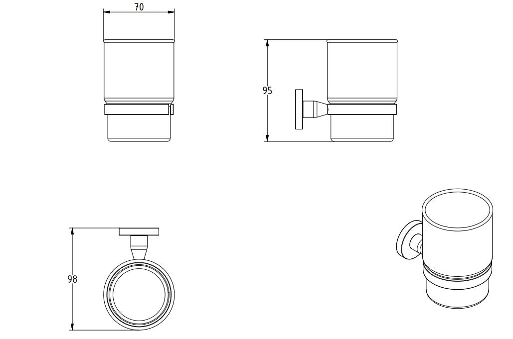 SIGMA BLACK MATTE WALL MOUNTED TUMBLER HOLDER