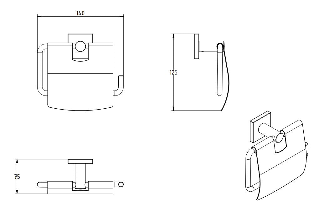 DELTA TOILET ROLL HOLDER WITH LID