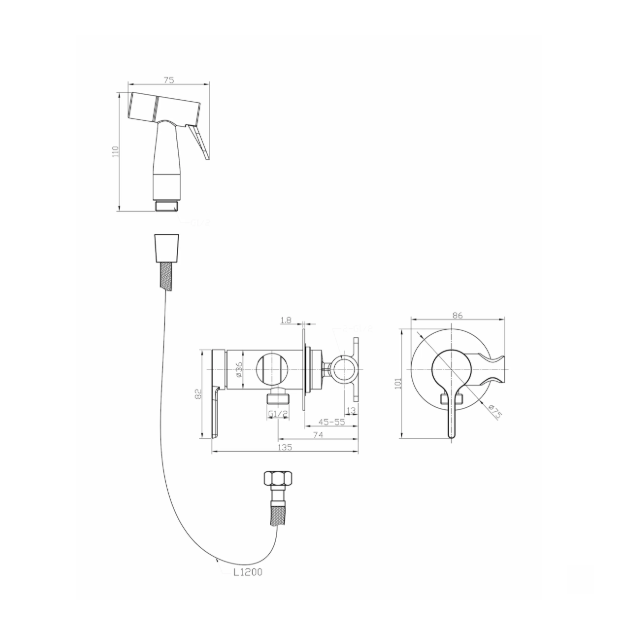 ERA Built-In Single Lever Bidet Mixer