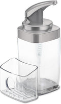 Square Push Pump Soap Dispenser with Sponge Caddy Brushed Nickel 650ml