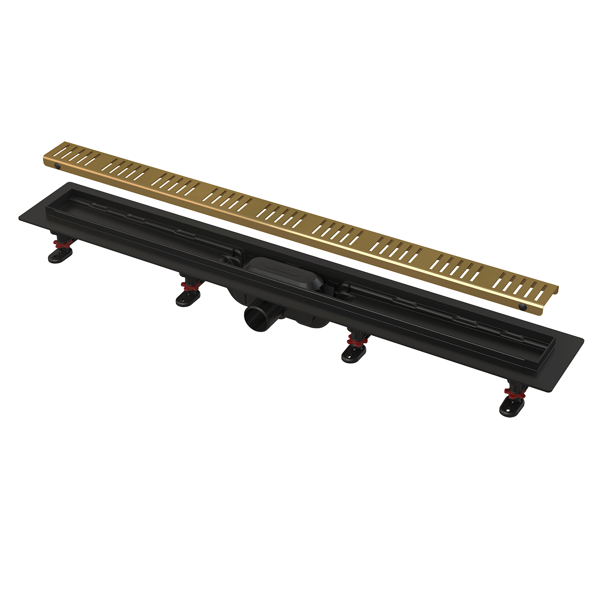 SHOWER DRAIN WITH AN EDGE FOR PERFORATED GRIDS BLACK & BRASS