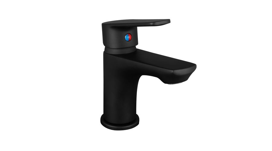 SPRINT SINGLE LEVER BASIN MIXER WITH BRASS POP-UP WASTE BLACK MATT