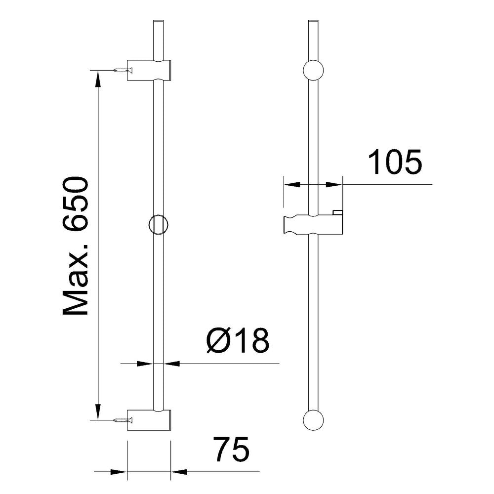 GO! CHROME SHOWER BAR SET Ø18x700MM