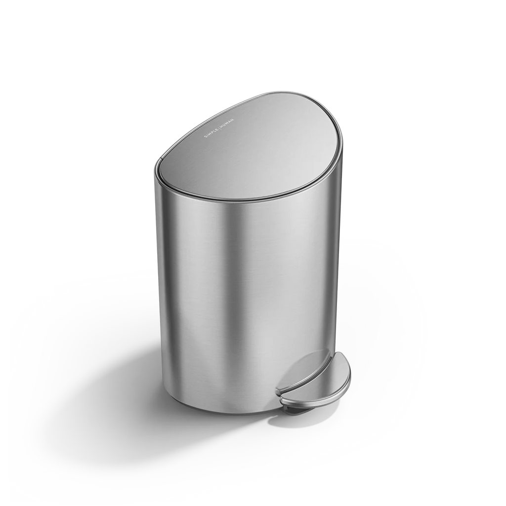 simplehuman 6L semi-Round Step can Brushed Stainless Steel
