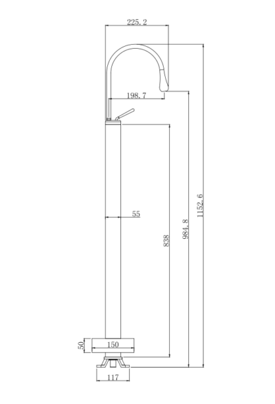 FLOOR STANDING BLACK MATTE BASIN MIXER