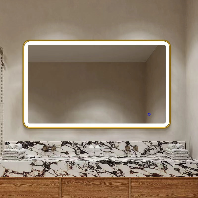 LED MIRROR WITH GOLD FRAME 60x100CM