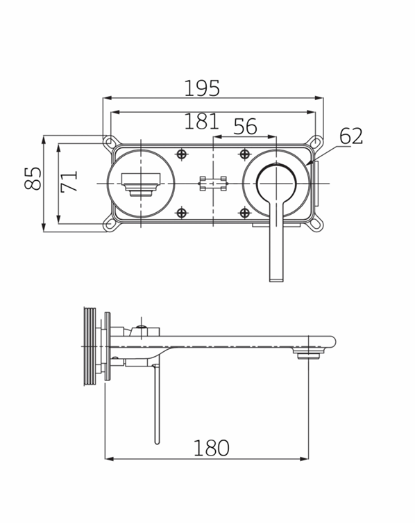 Orabella Elegance - Single lever 2-hole concealed basin mixer