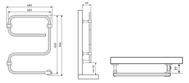ATHENA E P 62-CP BATH ELECTRIC TOWEL WARMER