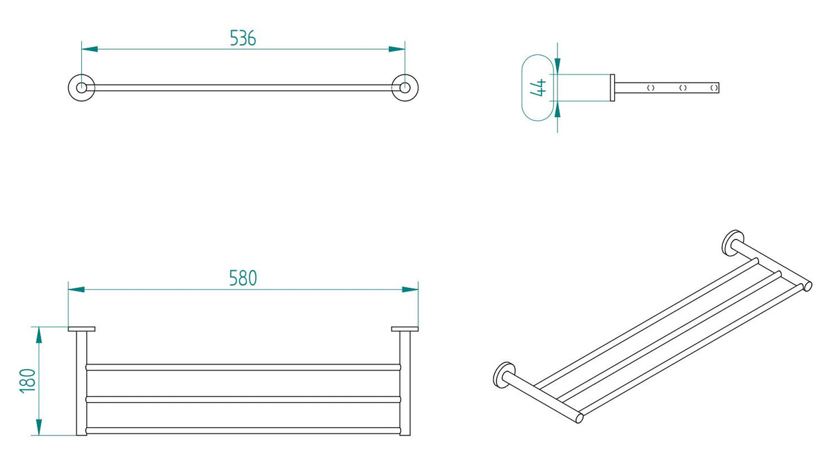 SIGMA TRIPLE TOWEL RAIL 58CM