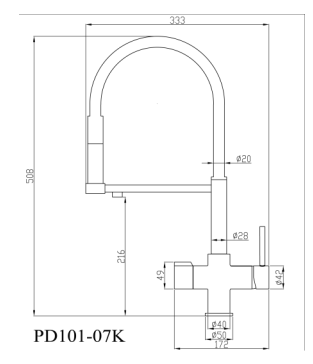 CONTEMPORARY ART KITCHEN MIXER WITH WIRE SPOUT