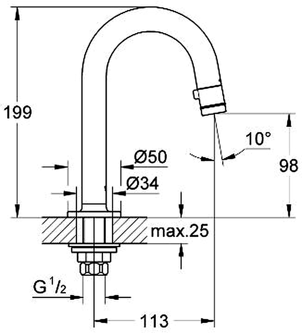 GROHE 20201000 high-resolution technical drawing