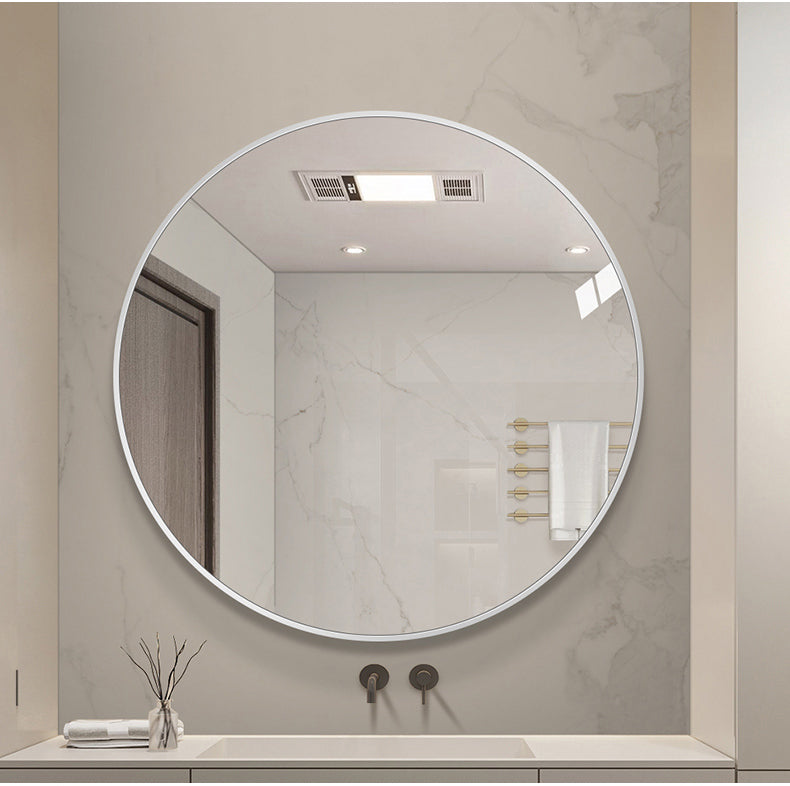 ROUND MIRROR WITH SILVER ALUMINIUM FRAME ⌀600MM