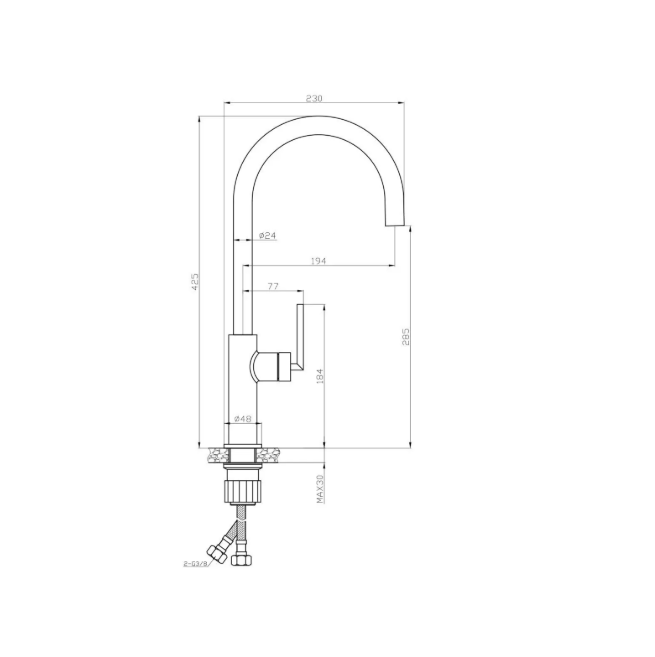 LIA BLACK MATTE SINK MIXER