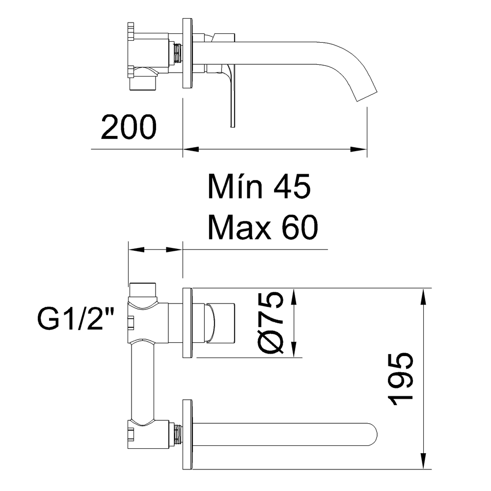 ROCKET BLACK MATTE CONCEALED BASIN MIXER