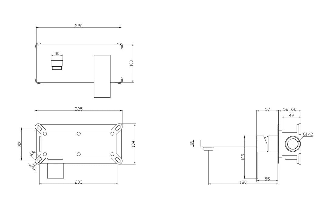 BUILT-IN SQUARE BLACK BASIN MIXER