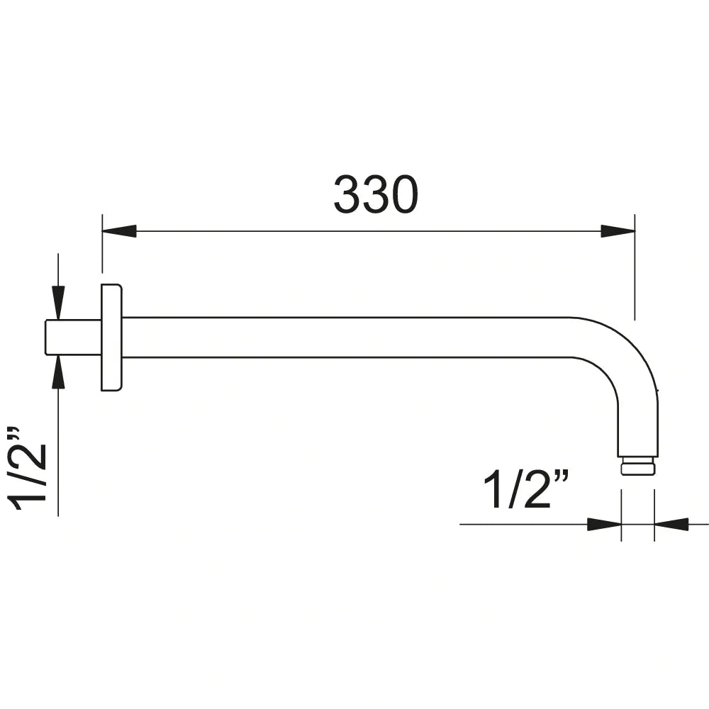 LUZIA BRASS WATERFALL SHOWER ARM 33CM BRUSHED GOLD