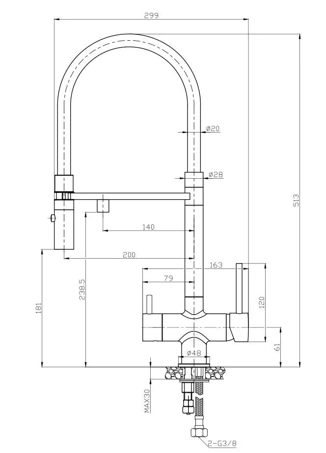DARK GREY KITCHEN MIXER 3-WAY