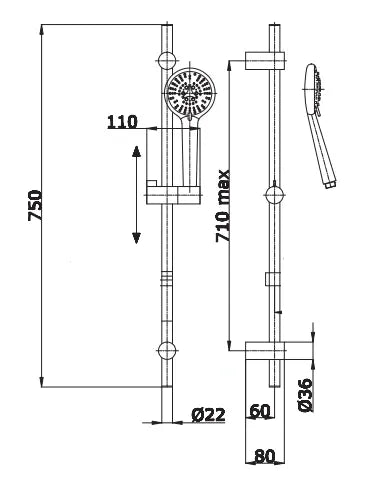 BLACK SLIDING RAIL SET