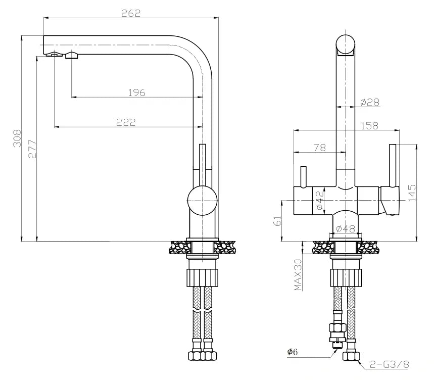 CHROME PULL OUT KITCHEN MIXER 3-WAY