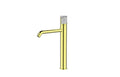 GOLD BASIN MIXER WITH WHITE HANDLE MARBLE
